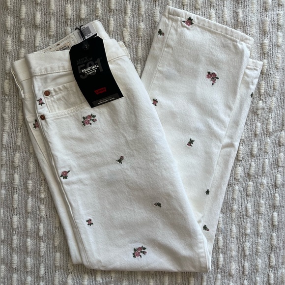 NWT Levi’s 501 Floral White Jeans - Picture 3 of 7